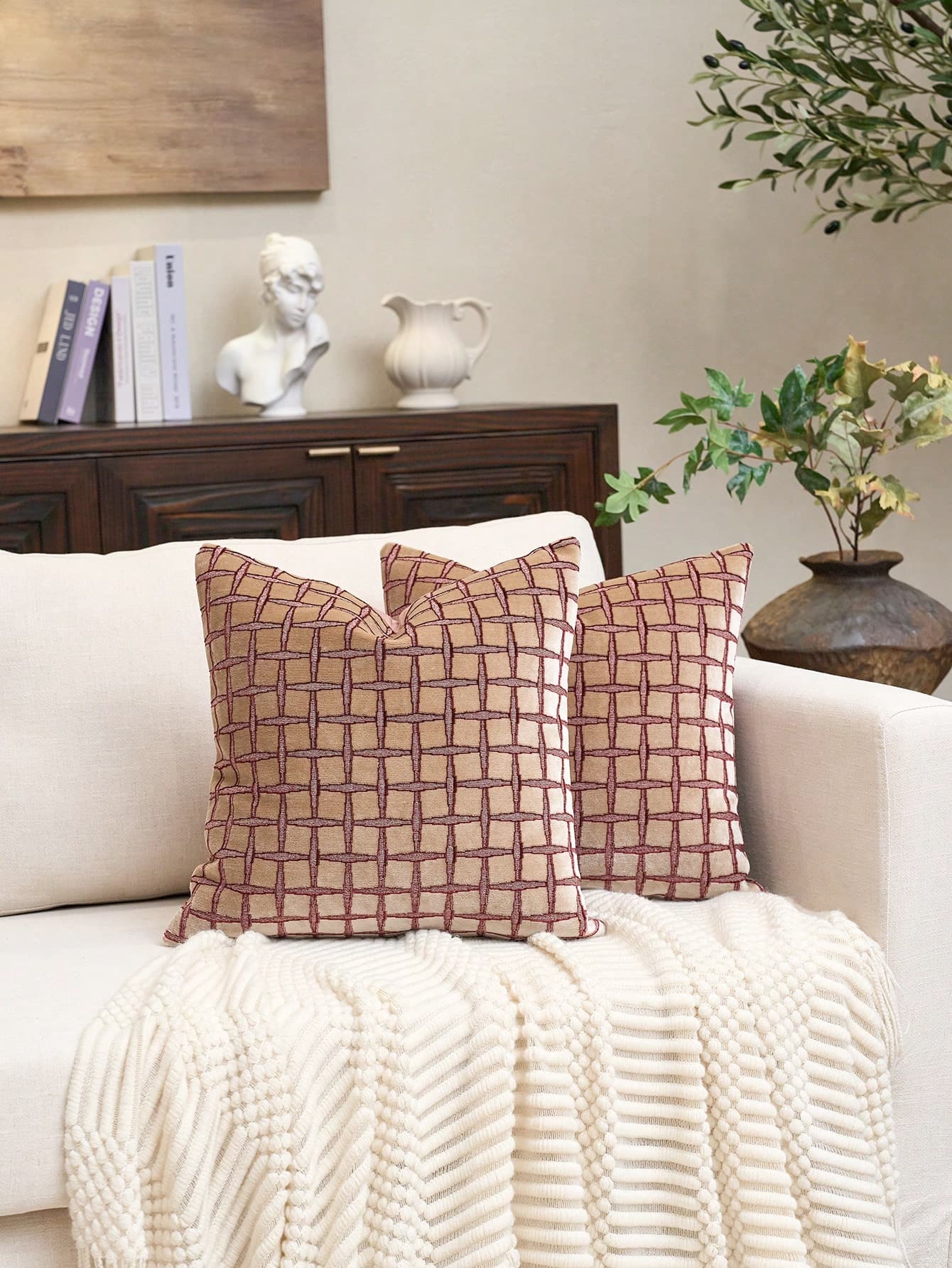 Modern Jacquard Grid Cushion Cover 2