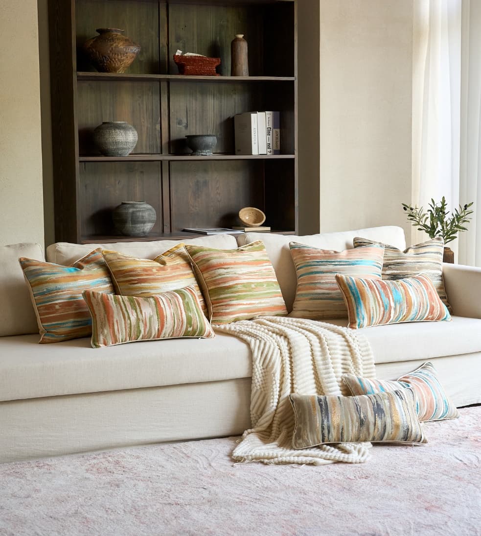 Abstract Sunset Jacquard Cushion Cover 1