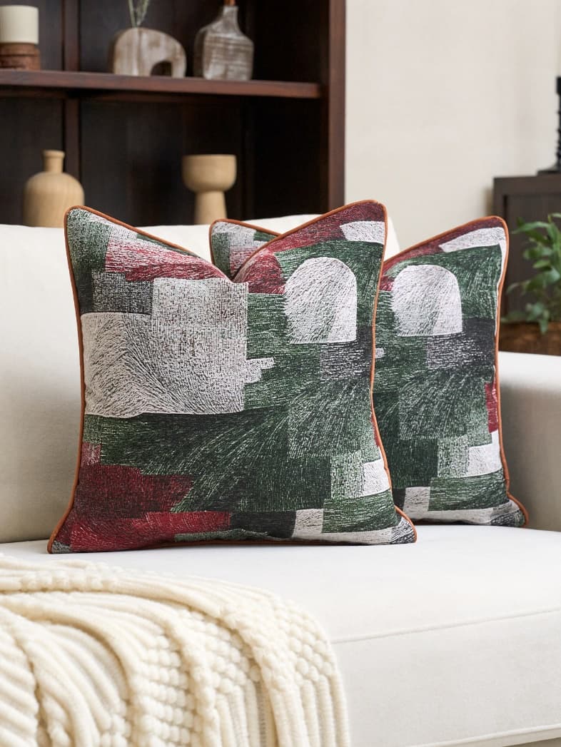 Cashmere-Weave Abstract Cushion Cover