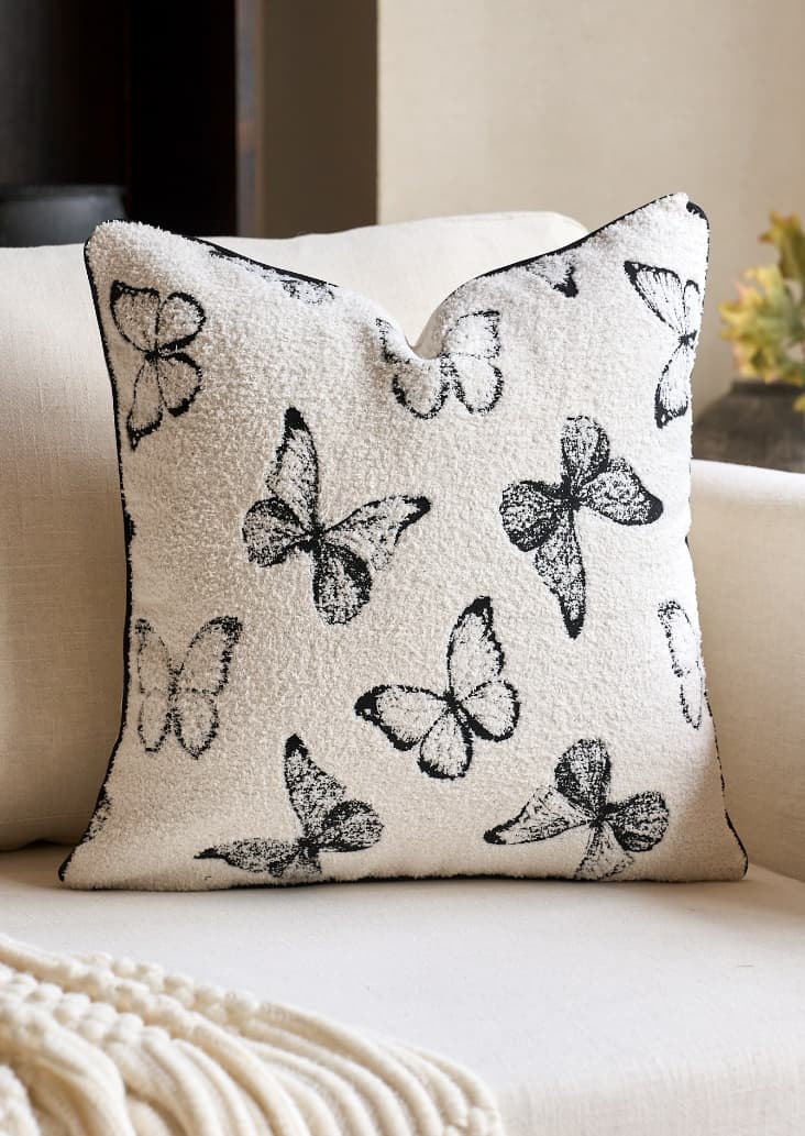 Black White Field Grass Jacquard Cushion Cover 2